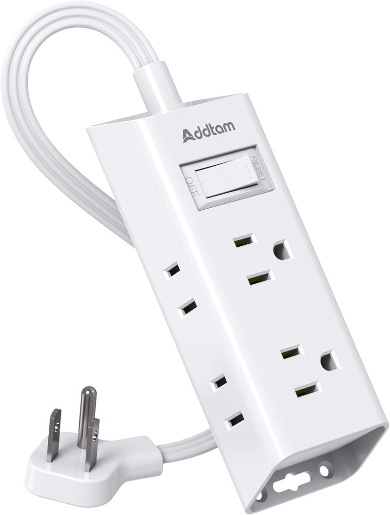 Addtam Cruise Ship Essentials, Flat Plug Power Strip, 1 ft Ultra Flat Extension Cord with 6 Outlets Extender, No Surge Protector for Cruise Ship, Travel, Dorm, Home Office, ETL Listed - Image 1
